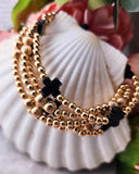 Set of 5 Beaded Stretch Bracelets With Cross Black/Gold Bracelets Golden Stella