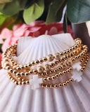 Set of 5 Beaded Stretch Bracelets With Cross White/Gold Bracelets Golden Stella