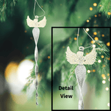 Silver and Clear Angle Icicle Ornament Angel Holding Heart Christmas Angels, Ornaments K&K Interiors
