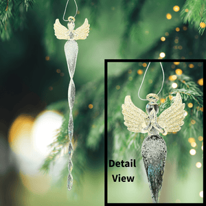 Silver and Clear Angle Icicle Ornament Praying Angel Christmas Angels, Ornaments K&K Interiors