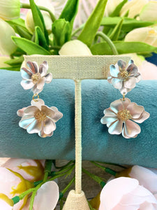 Silver Flower Earrings Jewelry Jane Marie LLC