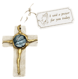 Small Cross With Jewels White With Gray Stone Cross LeLe Mudd