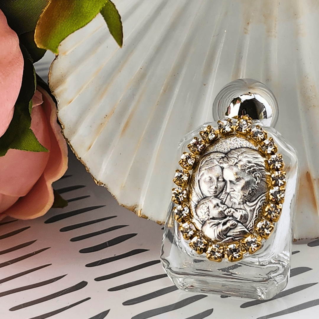 Small Holy Water Bottle Holy Family With Clear Crystals Water Font Contreras Religious Art