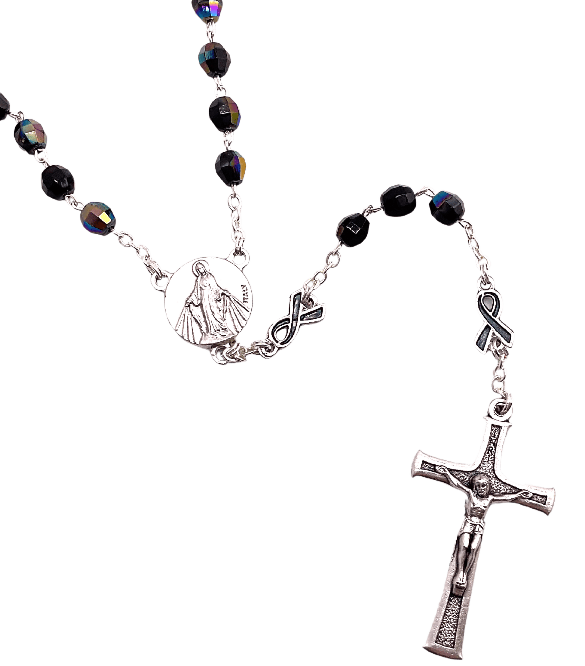 St. Peregrine Rosary Black Crystal Rosary Roman