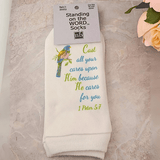 Standing on the Word Ladies' Socks 1 Peter 5:7 Cast All Your Cares Upon Him Socks Standing on the WORD