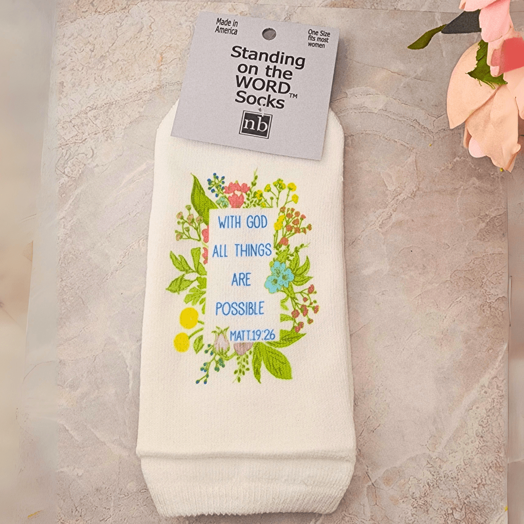 Standing on the Word Ladies' Socks Matthew 19:26 With God All Things Are Possible Socks Standing on the WORD