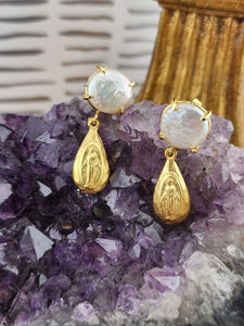 Tear Drop Mary Medal Earrings Jewelry Weisenger Designs