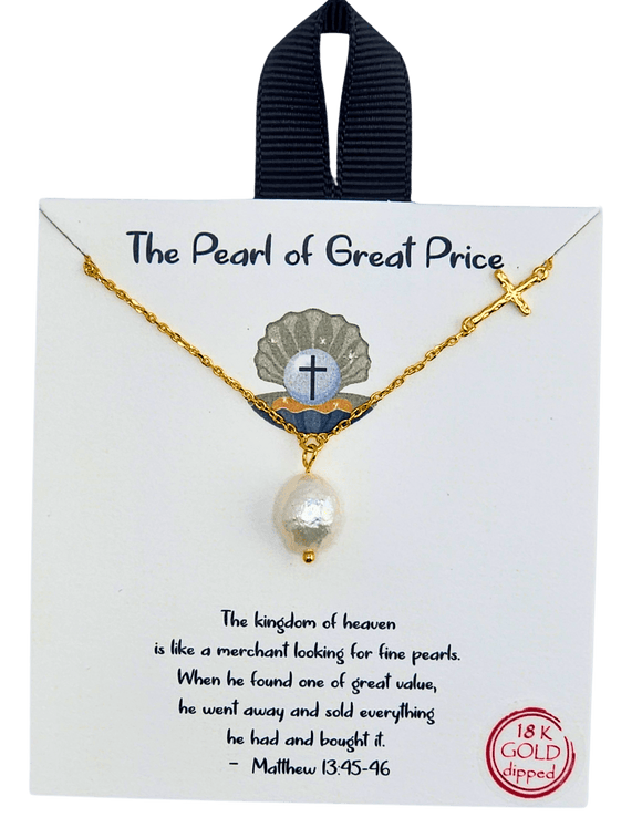 The Pearl of Great Price Necklace Gold Necklace, Cross SM Style