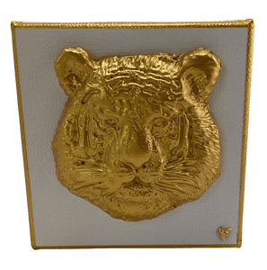 Tiger Head Canvas Ornament Bee Gilded
