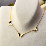 Triple Butterfly Necklace Gold Dipped Necklace, Cross SM Style