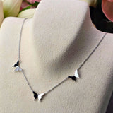Triple Butterfly Necklace White Gold Dipped Necklace, Cross SM Style