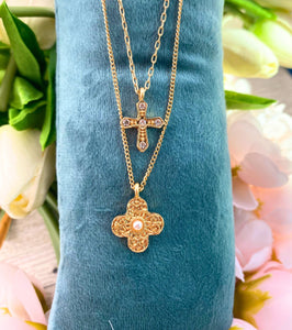 Two Layer Cross Necklace Jewelry Jane Marie LLC