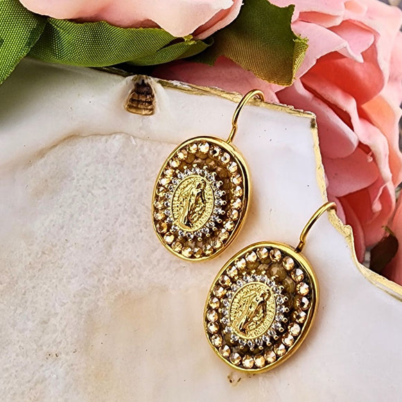 Mustard Seed Miraculous Medal Earrings