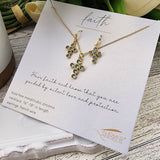 Jeweled Cross Necklace And Earrings Set