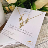 Jeweled Cross Necklace And Earrings Set