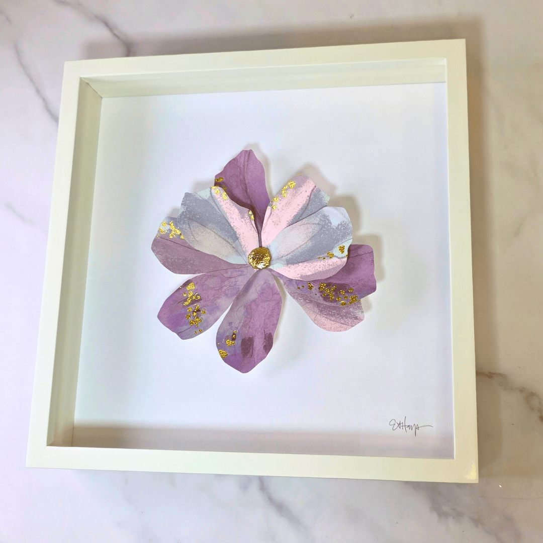 purple flower art, wall art, floral, sister dulce , shepherds staff