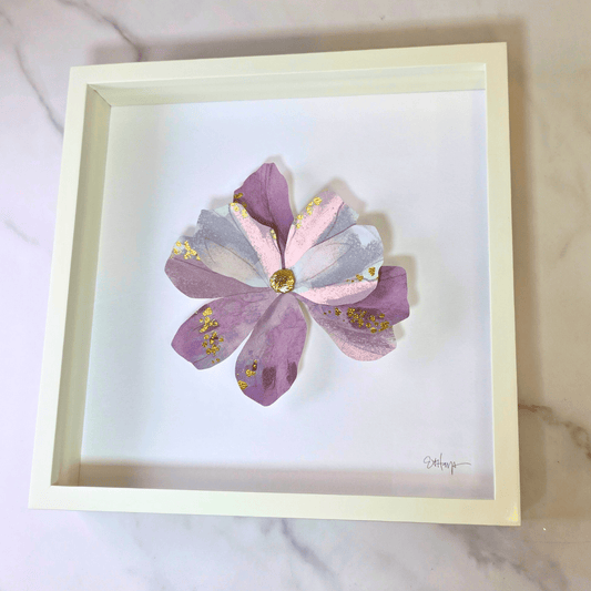 purple flower art, wall art, floral, sister dulce , shepherds staff