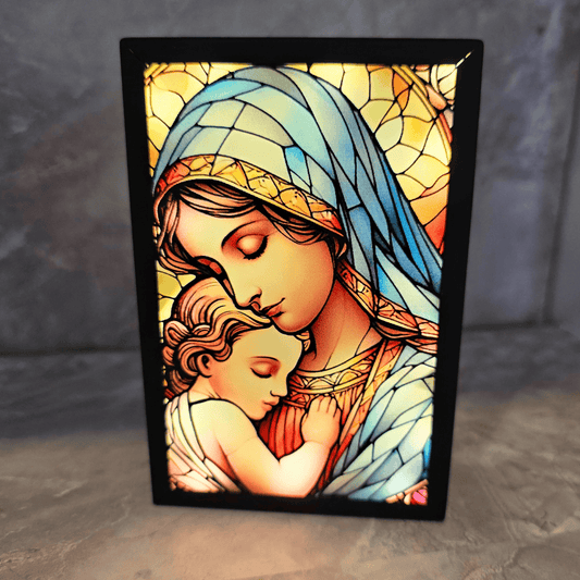 LED Madonna Stained Glass Plaque