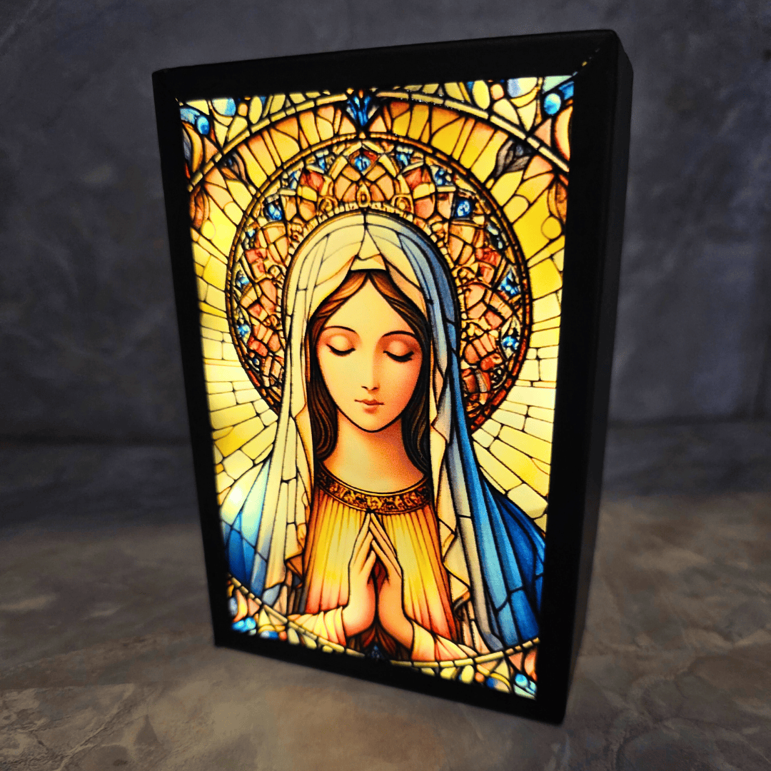 LED Madonna Stained Glass Plaque