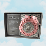 Pink Guardian Angel cradle medal in a box, sister dulce, shepherds staff gift shop