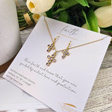 Jeweled Cross Necklace And Earrings Set