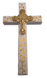 White and Gold Wooden Crosses With Intaglios Ornate Crucisfix Artwork Sacred Treasures