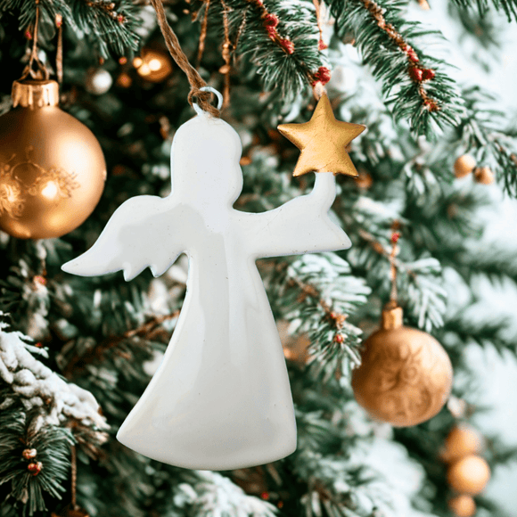 White Angel Metal Ornament Christmas Decor, Ornaments Option 2