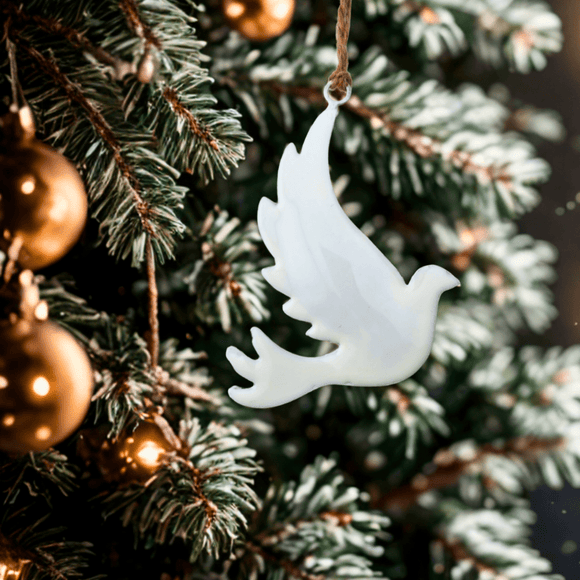 White Dove Metal Ornament Christmas Decor, Ornaments Option 2