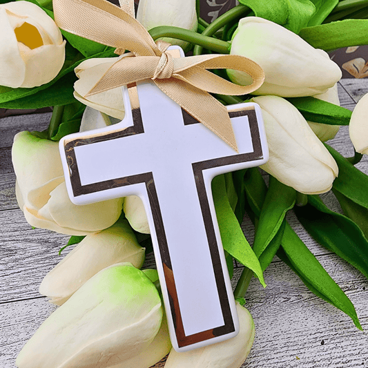 White Porcelain Cross Ornament Ornaments The Royal Standard