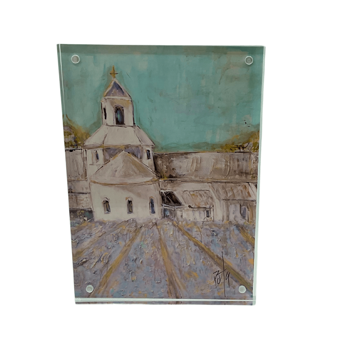 Acrylic Frame with Images of Original Paintings Church Art Prayers on the Side