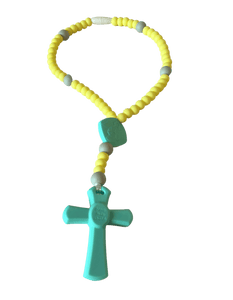 Beads of Grace Teething Rosary - Robin Egg, Yellow and Lt Gray Baby Gifts Little Flower