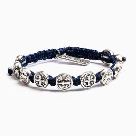 Benedictine Blessing Bracelets Navy and Silver Bracelet My Saint My Hero