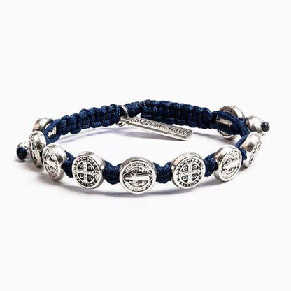 Benedictine Blessing Bracelets Navy and Silver Bracelet My Saint My Hero