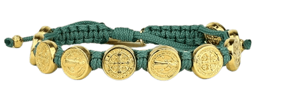 Benedictine Blessing Bracelets Sage and Gold Bracelet My Saint My Hero