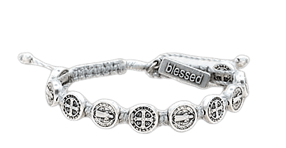 Benedictine Blessing Bracelets White and Silver Bracelet My Saint My Hero