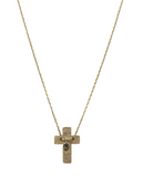 Brushed Brass Cross Necklace Necklaces, Sister Dulce Gift Shop, Catholic Jewelry