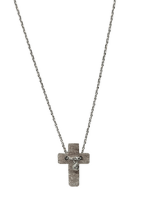 Brushed Brass Cross Necklace Necklaces, Sister Dulce Gift Shop, Catholic Jewelry