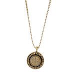 Classic Round Mixed Metal Coin St. Benedict Cross Necklace Mixed Metal Necklace Mustard Seed Jewelry