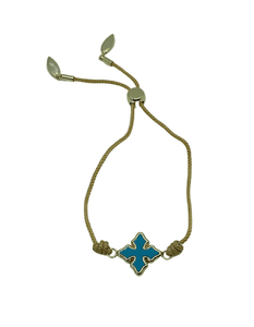 Cross Corded Bracelet Bracelet - Gold/Turquoise Stone Bracelets Natalie Wood Designs