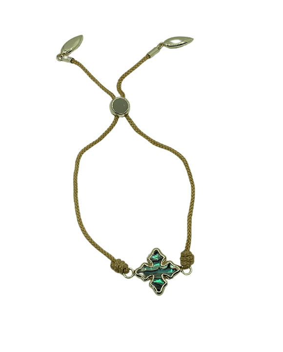 Cross Corded Bracelet - Gold/Abalone Bracelets Natalie Wood Designs