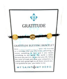Crystal Gratitude Blessing Bracelet black and gold Bracelet My Saint My Hero