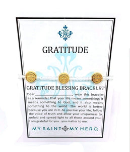 Crystal Gratitude Blessing Bracelet Silver and Black Bracelet My Saint My Hero