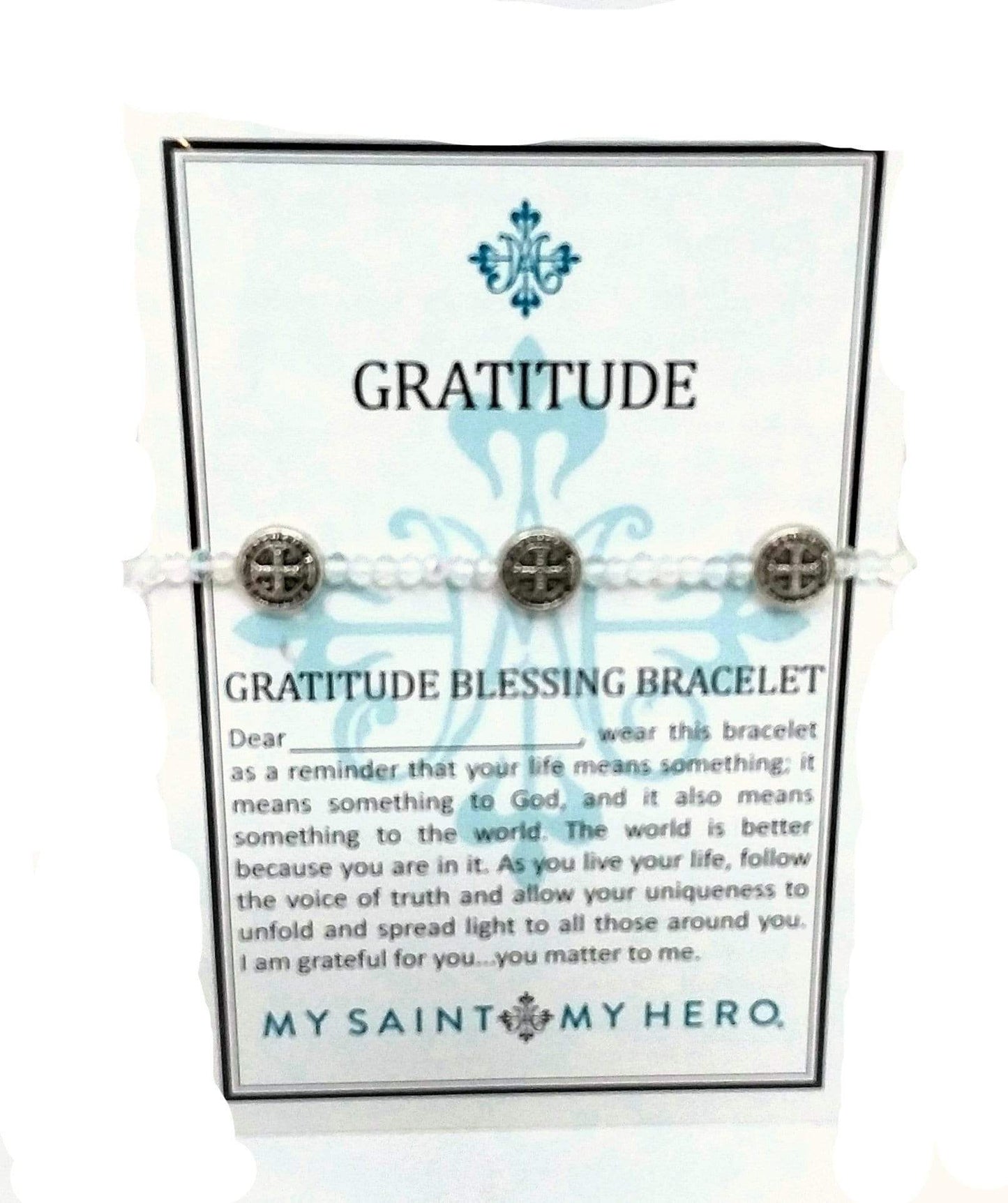 Crystal Gratitude Blessing Bracelet Silver and Crystal Bracelet My Saint My Hero