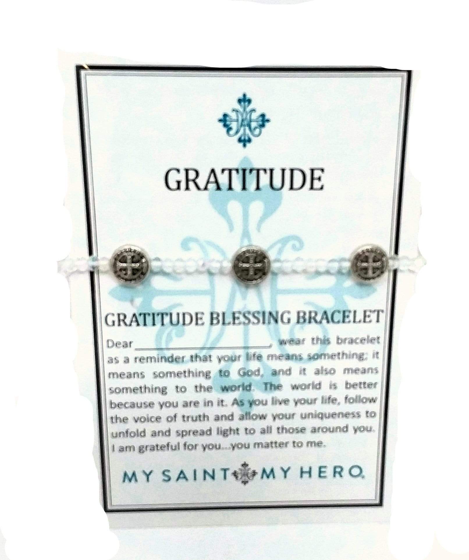 Crystal Gratitude Blessing Bracelet Silver and Crystal Bracelet My Saint My Hero