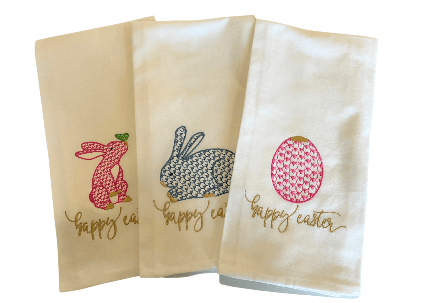 Easter Embroidered Tea Towels home decor Hanging By A Thread