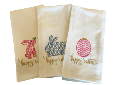 Easter Embroidered Tea Towels home decor Hanging By A Thread