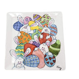 Easter Plate with Bunnies - variety Bunnies hiding in Eggs home decor Donation