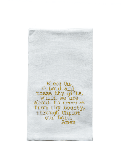 Embroidered Kitchen Tea Towels Bless Us O Lord, and these thy gifts, Christmas , Sister Dulce Gift Shop, Catholic Store, Religious Store, Catholic Christmas, Religious Christmas, 