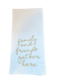Embroidered Kitchen Tea Towels Family and friends gather here Christmas Hanging By A Thread