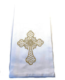 Embroidered Kitchen Tea Towels Ornate Cross Christmas Hanging By A Thread